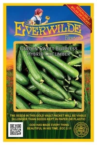 1 Oz Garden Sweet Burpless Hybrid Cucumber Seeds - Everwilde Farms Mylar Packet - Picture 1 of 3