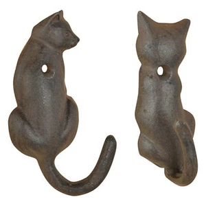 Cast Iron Cat Tail Hook Indoor Outdoor Fun Novelty Wall Hanger Coats Leads Keys - Picture 1 of 10