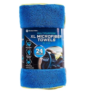 Member's Mark Microfiber Towels 24-Pack Multi-Color Cleaning Cloths Reusable - Picture 1 of 4