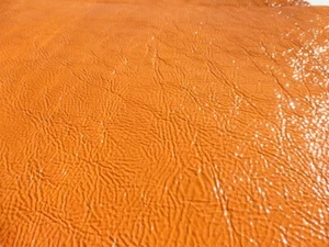 Goatskin leather hide Pumpkin Orange Elephant Skin Embossed w/Gloss Finish - Picture 1 of 5