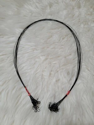 Lote de 3 12 unidades 24" NEGRO acero recubierto líderes de pesca Snaplock 45 lb probado Foto 1 de 4