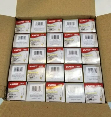 SATCO DECORATIVE INCANDESECENT TORPEDO 15W A3620 (Pack of 25) - Image 1 of 4