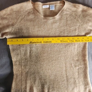 Gold Cashmere Sweater Women's Short Sleeve Aqua Brand Size L Vintage 1980s - Picture 1 of 5