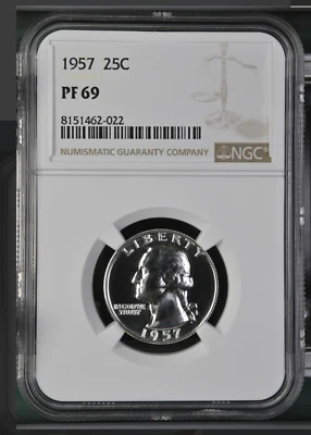 1957 Silver Proof 25C NGC PF 69 - Image 1 of 2