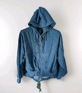 Sudadera con Capucha Free People XS Movimiento Kuta Cremallera Top Azul/Neón Alto-Bajo - Imagen 1 de 7