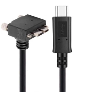USB-C Type C to Micro B Panel Mount Data Cable 1m - Up Angle - Picture 1 of 7