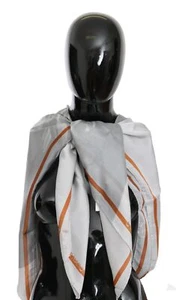 Costume National Women Gray Scarf Silk Floral Lightweight Bandana Shawl Wrap - Picture 1 of 6