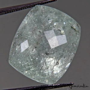 Certified 28.35 Cts Natural Untreated Blue Aquamarine Cushion Checker Cut Gem - Picture 1 of 9