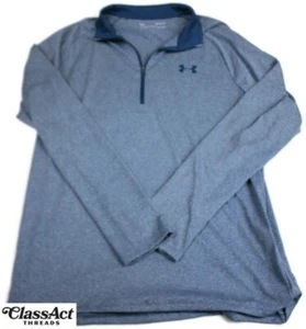 Under Armour Maglione Uomo Blu Heathered Sciolto Heatgear Quarto Zip Tg M - Foto 1 di 9