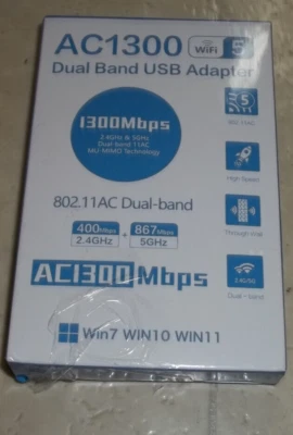 USB 3.0 Wireless WIFI Adapter 1300Mbps Long Range Dongle Dual Band 5Ghz Network - Image 1 of 4