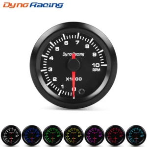 2" 52mm 7 Color LED Car Pointer Tachometer Tacho Gauge Meter 0~10 RPM Smoke Face - Picture 1 of 8
