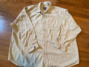 Cherokee Button-Down Shirt Men's Khaki Tan Cotton Casual Shirt Size 3XL L sleeve - Picture 1 of 8