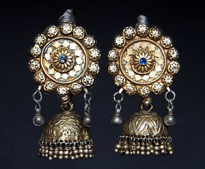 nomaden silber vergoldet Ohrringe afghan kuchi silver gilded wedding earring 8/3