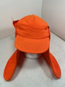 Vintage Made in USA Trooper Winter Trapper Hat Orange with Detachable Flaps - Picture 1 of 8