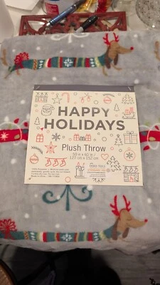 Felices Fiestas Dachshund Navidad Peluche Talla 50" X 60" Foto 1 de 3