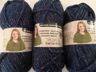 Lot of 3 Skeins Pack Loops & Threads Charisma #5 Bulky Yarn Acrylic TWEED Chunky - Image 1 of 3