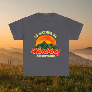 Camping Outdoors Unisex Heavy Cotton Tee T-Shirt 'Rather Be Climbing'