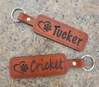 Customized Pet Name / Memorial Leather Keychain / Laser Engraved Brass Rivet