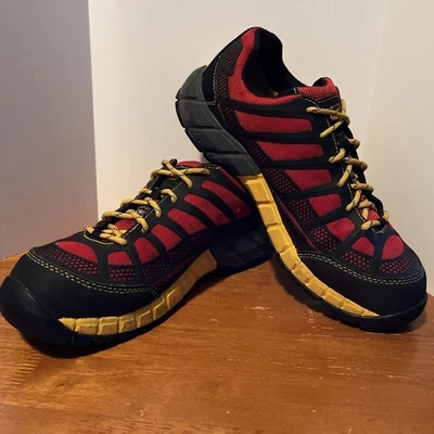 CAT Caterpillar Ergo Zapatos Para Hombre 10 Puntera Compuesta Negro Rojo Amarillo Tenis de Trabajo Foto 1 de 4