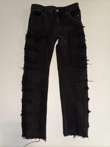 Straight Leg Black Distressed Jeans 12Y Cotton Blend No brand - Picture 1 of 12