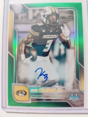 2025 Bowman University Chrome - Chrome Prospect Autographs Kevin Coleman Jr.... - Image 1 of 3