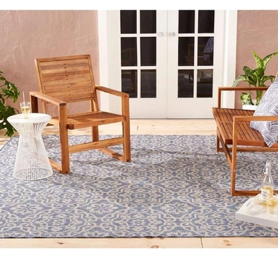 Небольшой ковер Nicole Miller Patio Country Danica синий/серый 8 футов x 10 футов с геометрическим узором - Изображение 1 из 3