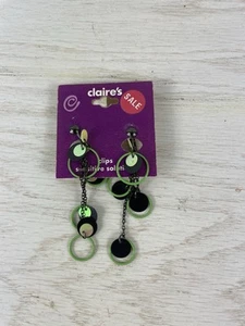 Claire’s Clip On Earrings Green And Black Hoops - Picture 1 of 2