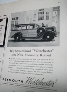 1936 Plymouth Westchester Woody Station Wagon 1/4 page large-mag car ad - Picture 1 of 1