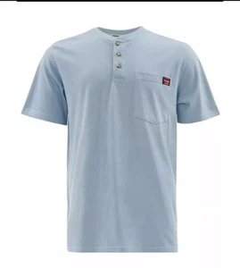 Wrangler Workwear Men's Short-Sleeves Workwear Pocket Henley Shirt Blue sz S - Picture 1 of 9