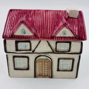 Vtg Takahashi Japan Ceramic Lidded Cottage Core House Trinket Box - Picture 1 of 12