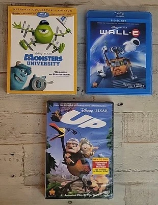 Disney/Pixar Lot Monsters University 3D & Wall E Blu-rays + NEW DVD UP - Image 1 of 4