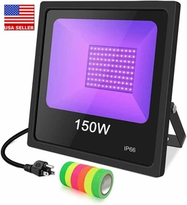 150W LED UV Black Light For Glow Party Stage DJ Club Floodlight IP66 +Free Tapes - Picture 1 of 10
