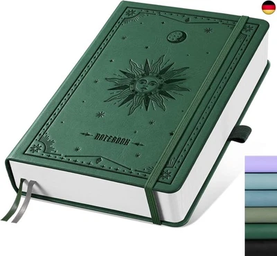 EMSHOI Notizbuch A5 Kariert, Notizblock, Hardcover Leder 320 Seiten mit 1