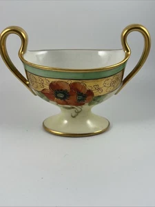 ANTIQUE T&V LIMOGES FRANCE OPEN SUGAR BOWL HANDPAINTED POPPY FLORAL - Picture 1 of 6