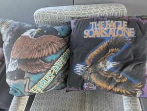 Vintage Harley Davidson 2er Set Dekokissen Eagle Made USA 1980er - Bild 1 von 3