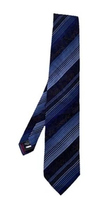 ROBERTO CAVALLI Blue Silk Men’s Tie. Striped Pattern. Made In Italy. Ex Con - Picture 1 of 3