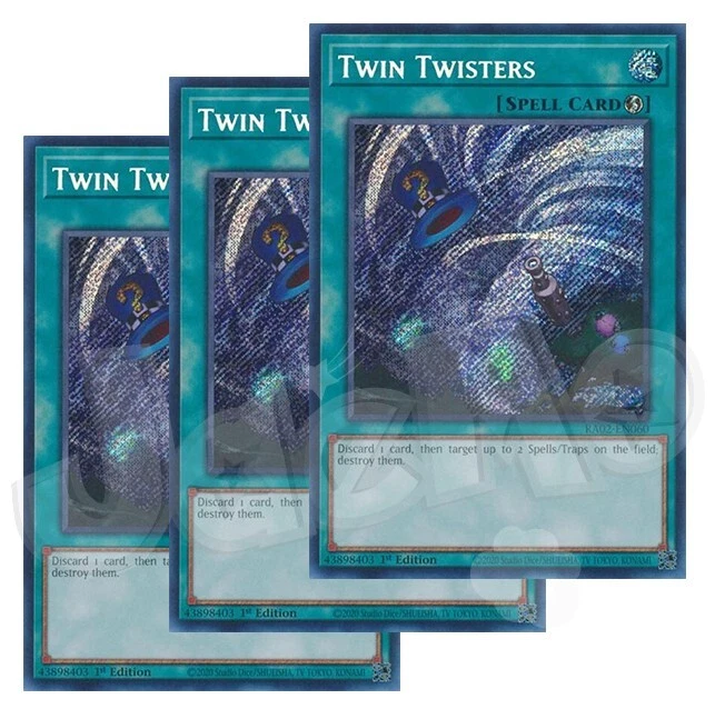 Yugioh - Twin Twisters x 3 - 1st Edition Secret Rare NM - Free Holographic Card - Image 1 of 1