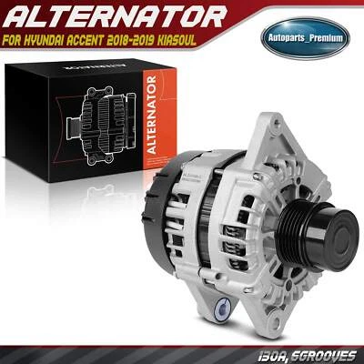 Alternator with 6-Groove Clutch Pulley for Kia Soul Hyundai Accent 130A 12V CW - Image 1 of 4