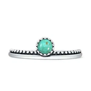 Runder Türkis oxidierter Bommel Ring 925 Sterling Silber 5,6 mm - Bild 1 von 11
