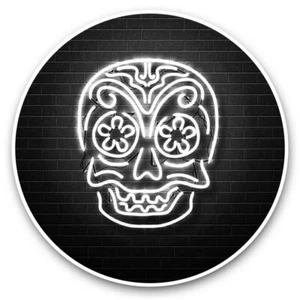 2 x Vinyl Stickers 25cm (bw) - Fun Neon Sugar Skull Mexican  #39735 - Afbeelding 1 van 8