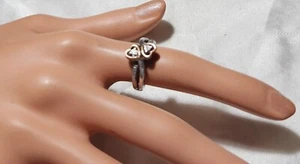 STERLING & 10KT GOLD RING, HEART TOP W, DIAMOND ACCENT S-5.5 - Picture 1 of 3