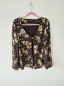 womens Brown Gold Sequin Embellished Occasion Evening Bolero Cardigan size 18 20 - Imagen 1 de 9