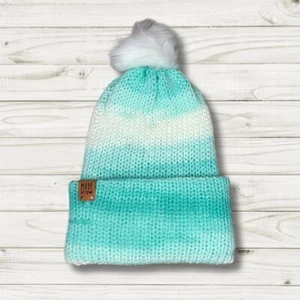 Berretto in maglia come nuovo con pom pom pelliccia sintetica staccabile, moda invernale, unico nel suo genere - Foto 1 di 2