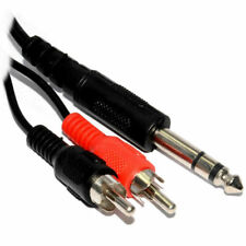 2m Screened 6.35mm Stereo Jack Plug To 2 x Phono Cable