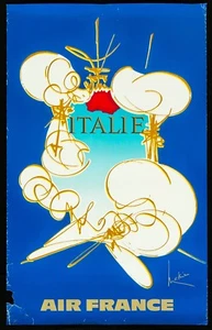 AIR FRANCE ITALIE poster manifesto affiche Mathieu Informalism Tourism Fly C12 - Foto 1 di 1
