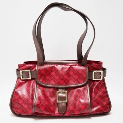 K07-k005 GHERARDINI Softy allover PVC/leather handbag tote bag red/brown - Image 1 of 4