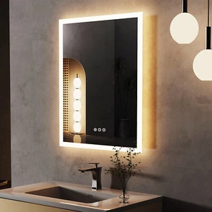 Badspiegel LED Beleuchtung Wandspiegel mit Touch Beschlagfrei Lichtspiegel 40x50 - Bild 1 von 24