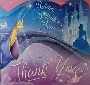 CINDERELLA Sparkle THANK YOU NOTES (8) ~Birthday Party Supplies Stationery Cards - Picture 1 of 3