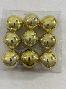 Golden Christmas Tree Hanging Ball Ornament With Hangers Pack Of 9 - Picture 1 of 5