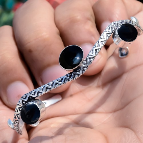 VALENTINO Bracciale pietre preziose onice nera argento sterling 925 braccialetto regalo per moglie compleanno